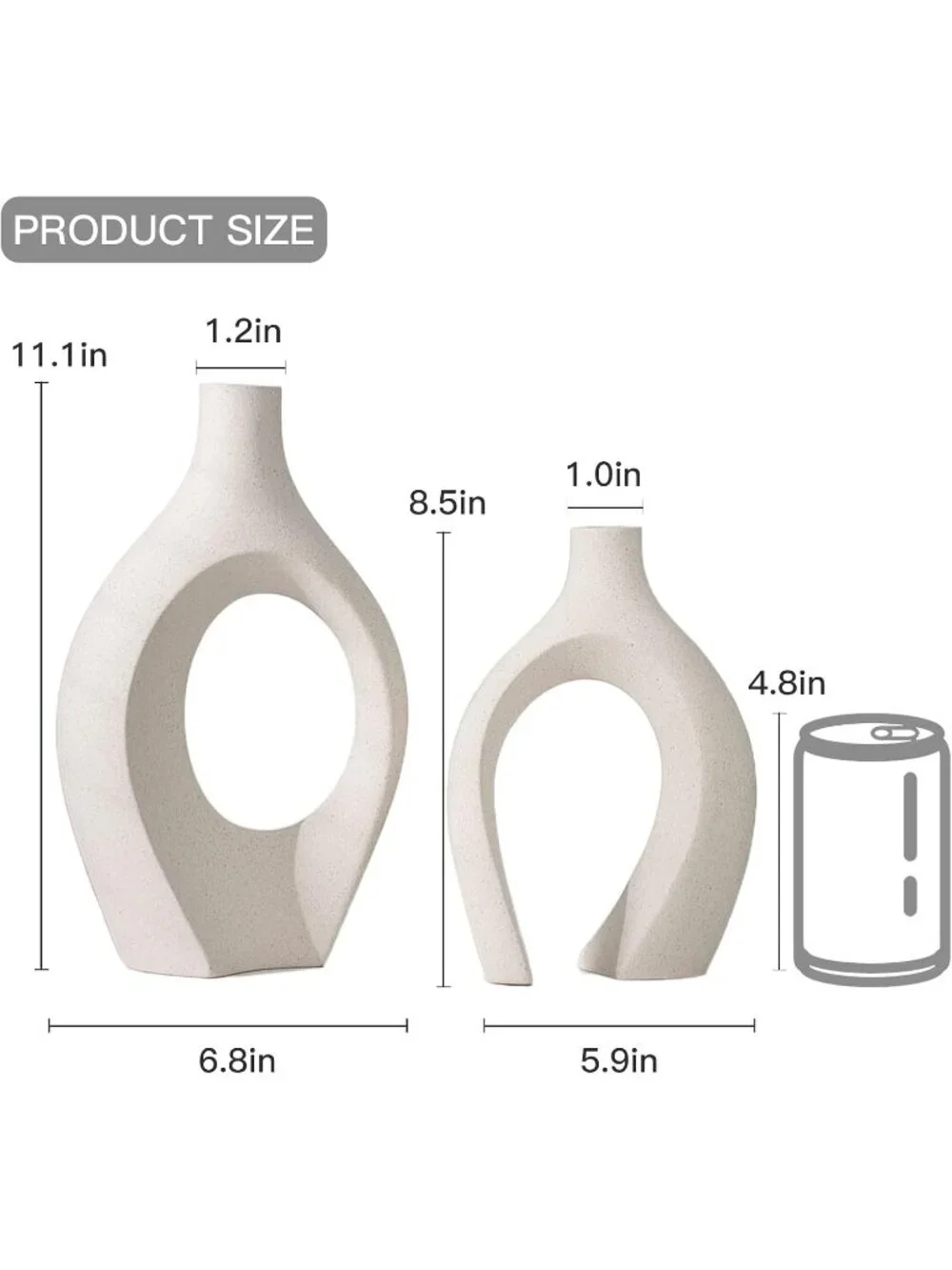 Cream White 11 Hollow Ceramic Vase Set Of 2 Boho Tabletop Living Room Home Dec